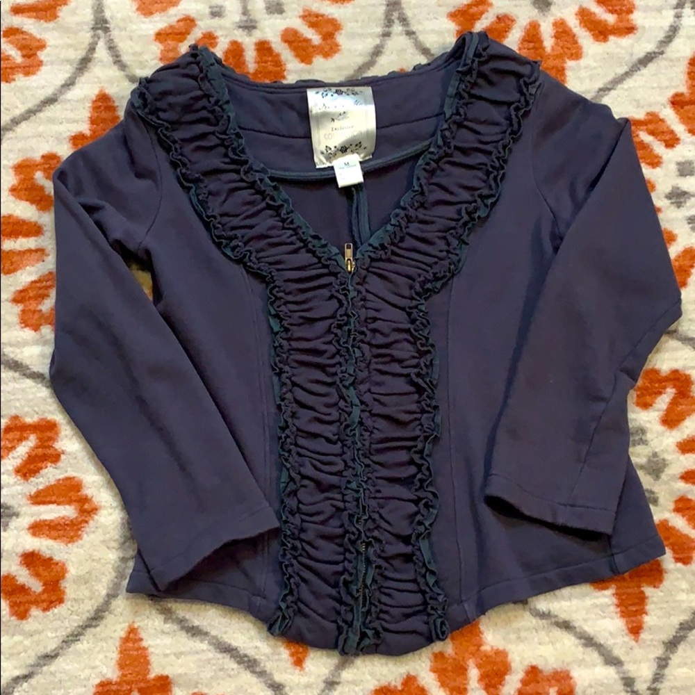 Zip-front ruffle jacket; M; great condition!